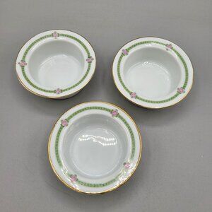 Hutschenreuther Bavaria Porcelain Ramekins Gold Rim Floral Design Set of 3